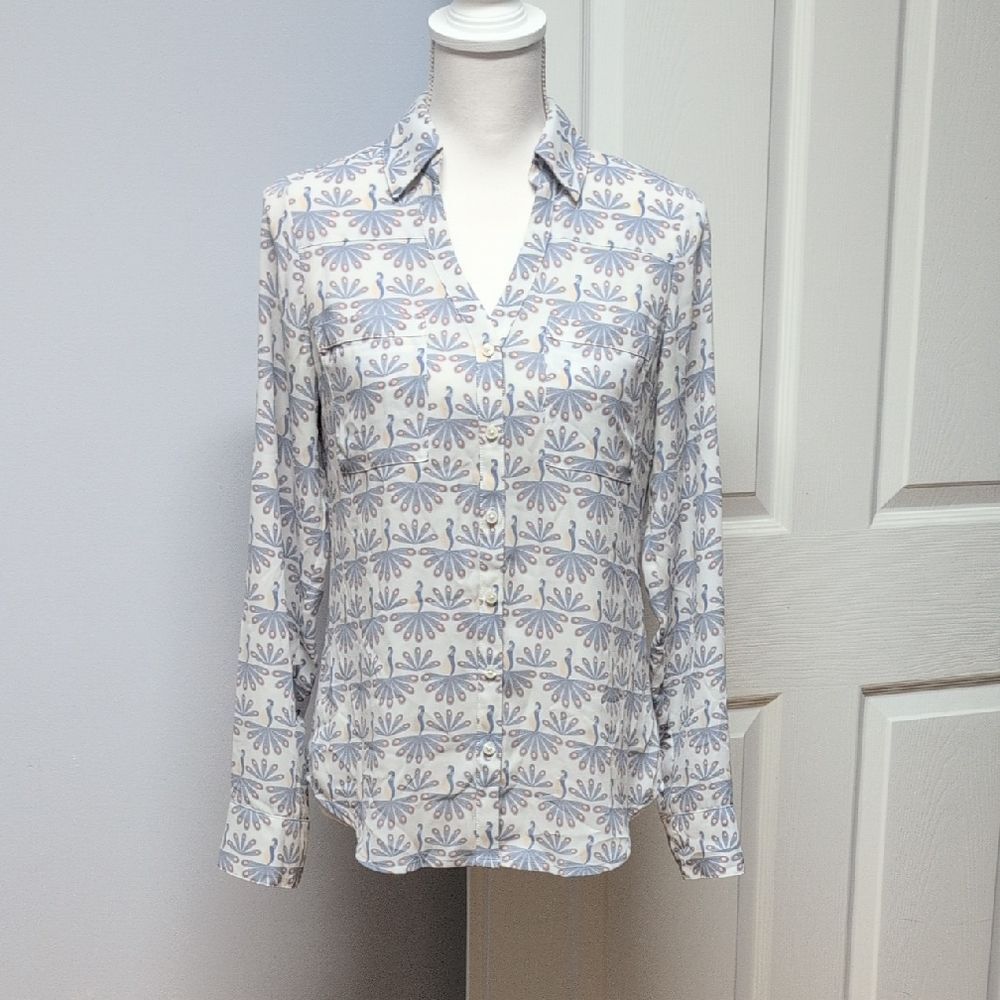 Express White and Blue Floral Button-Down Size XS